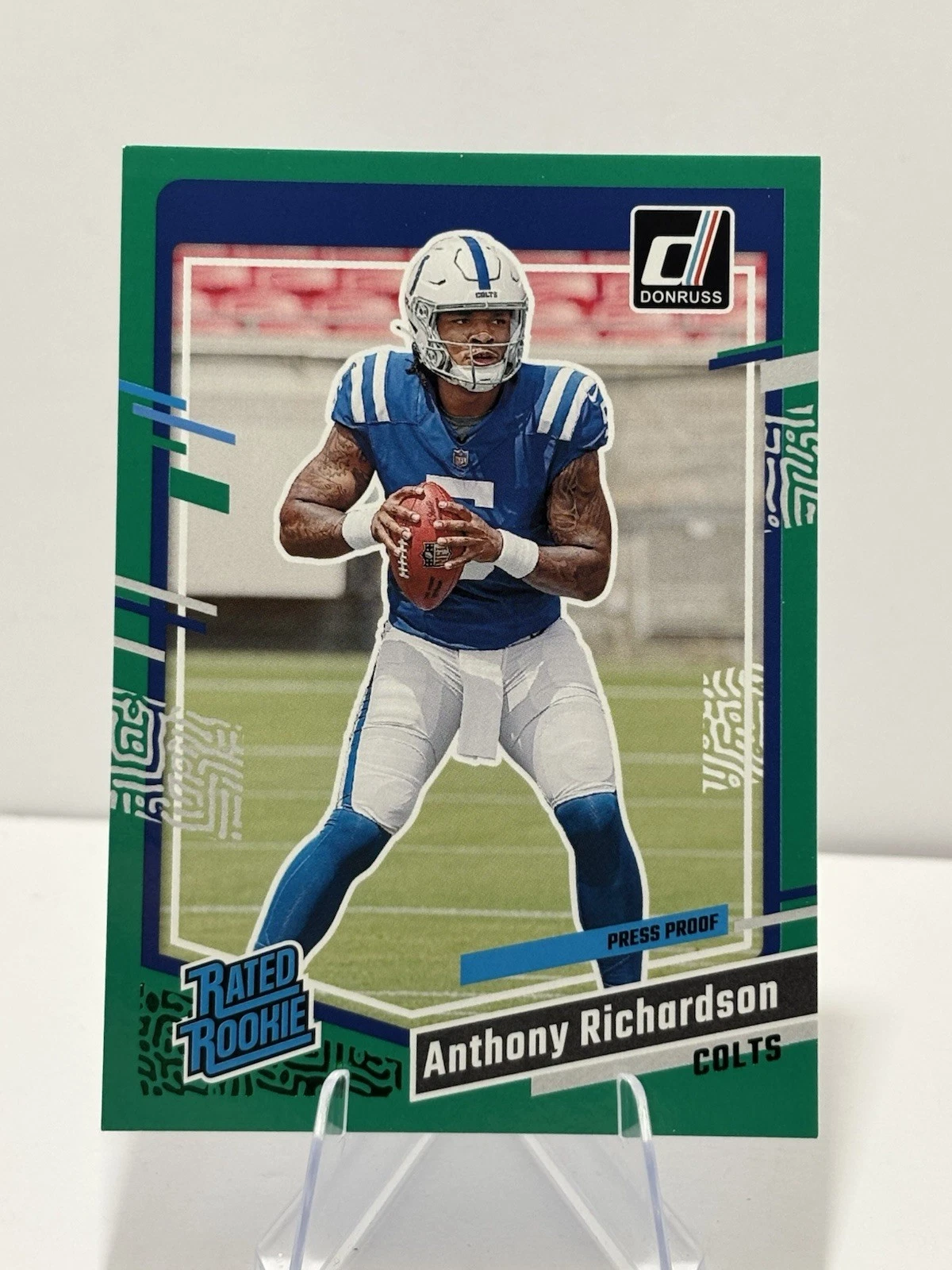 2023 Donruss #343 Anthony Richardson Rookie Press Proof Green Indianapolis Colts