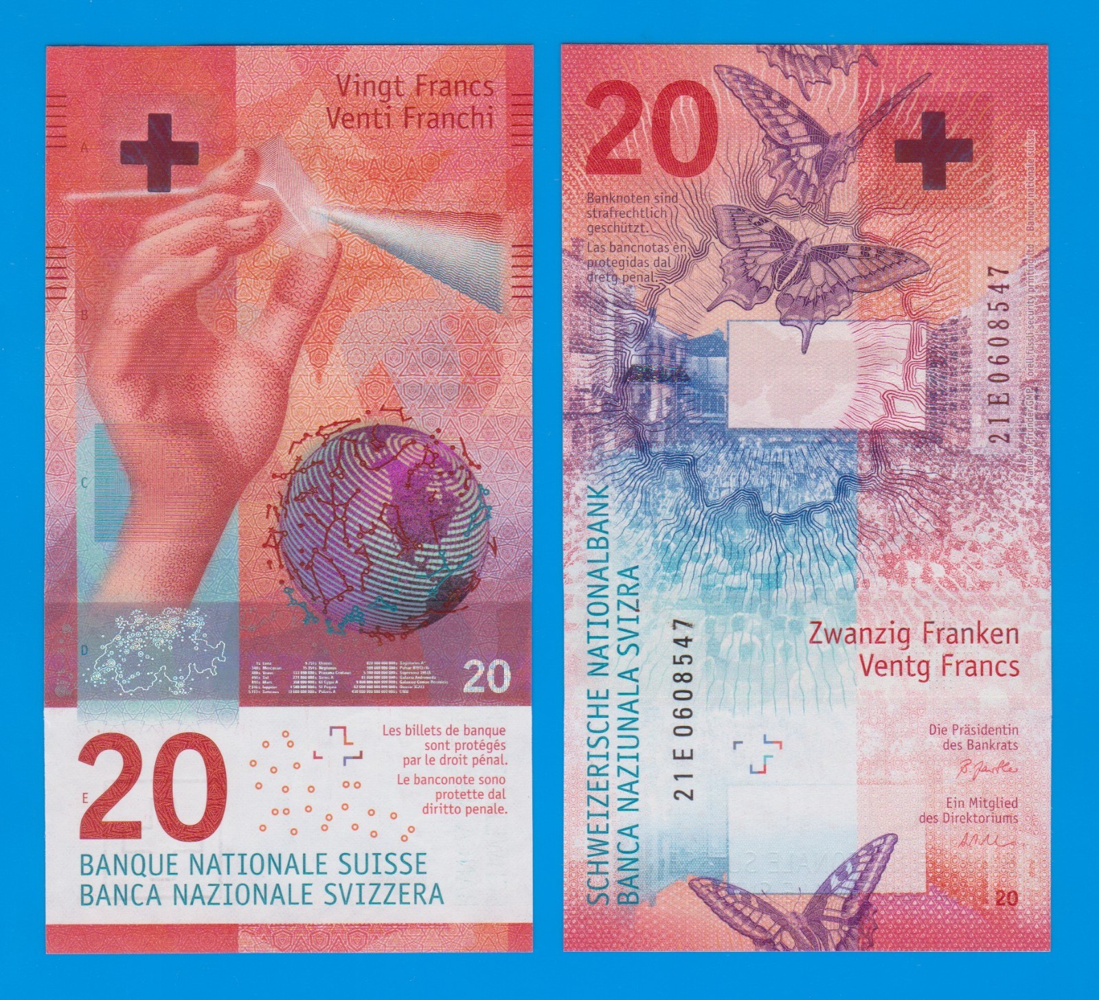 Switzerland 20 Franks, P 76, 2021, UNC