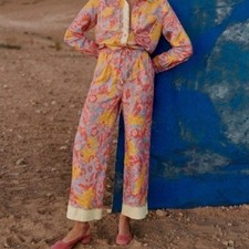 Sezane Jacques Pant Wonderland Print 38 NWOT