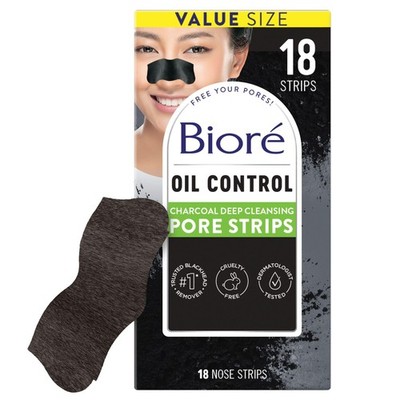 Biore Charcoal Deep Cleansing Pore Strips, Nose Strips for Blackhead Removal ...