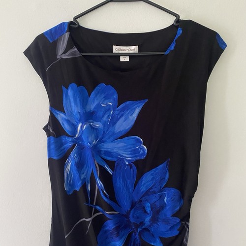 Coldwater Creek Women’s Blue Floral Black Maxi Dress Size Small - Picture 2 of 10