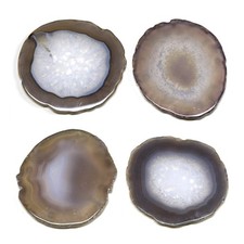 Natural Agate Coasters for Drinks, Geode Stone Coaster Slices Set of 4 Gemsto...