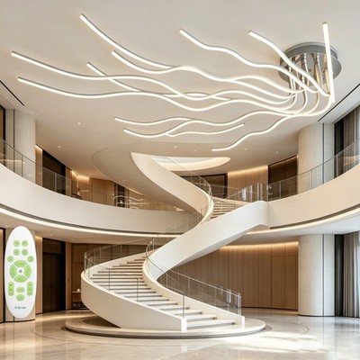 Stylish Ceiling Light Adjustable Height Dimmable Lamp Modern for Living Space