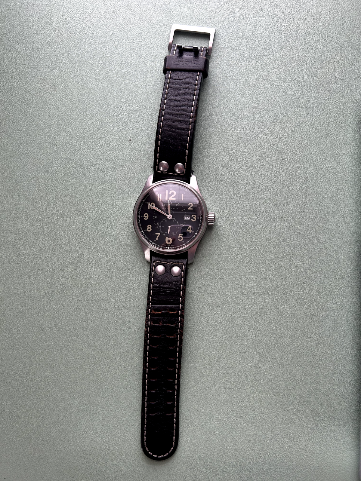 Hamilton Khaki Field Men's H706550 Watch with Black Leather Band - Pre-Owned