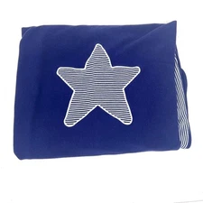 Gymboree Vintage Star Baby Blanket Striped Navy Blue Reversible 90s Cotton