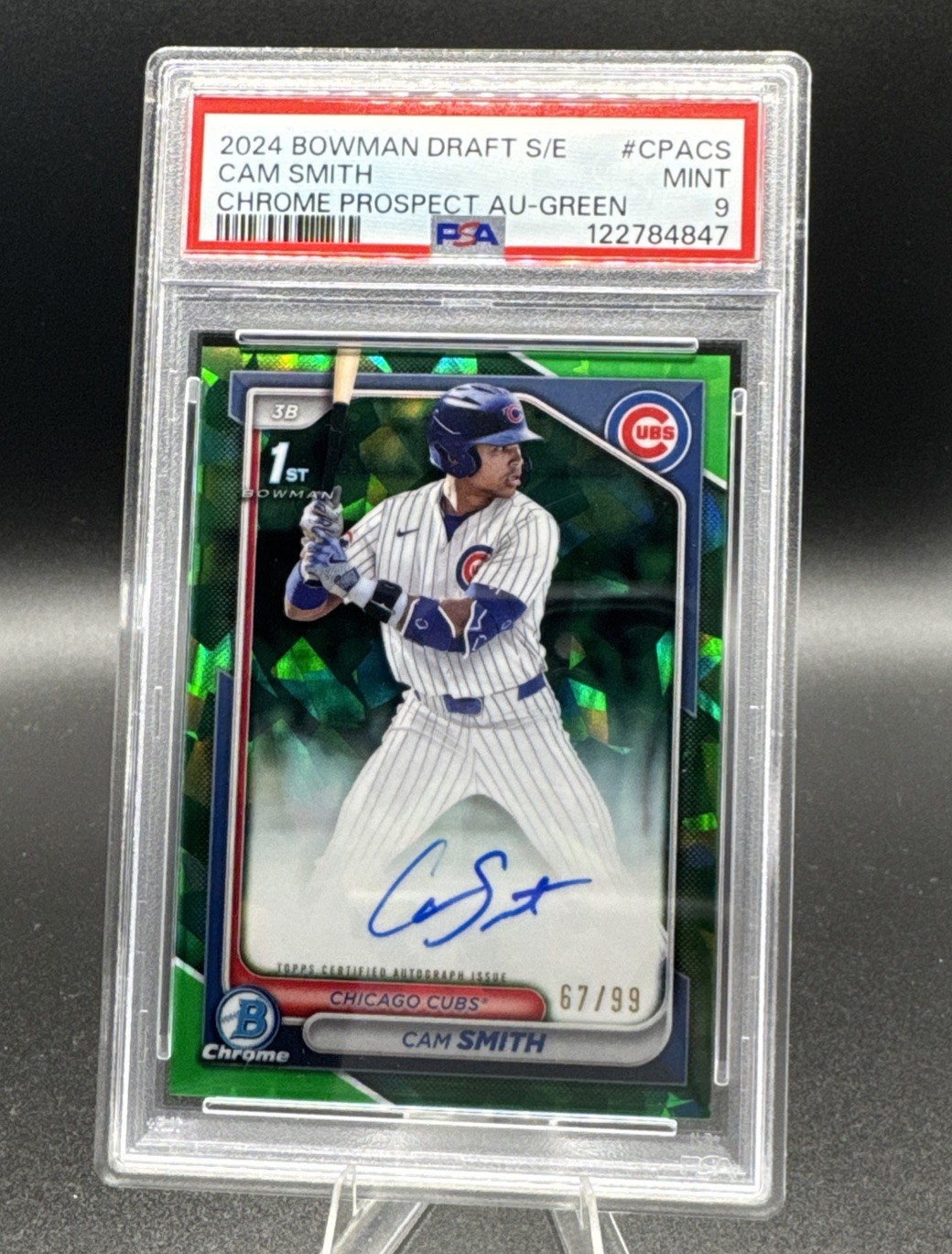 2024 Bowman Draft Sapphire Cam Smith Bowman 1st Green Auto 67/99 PSA 9