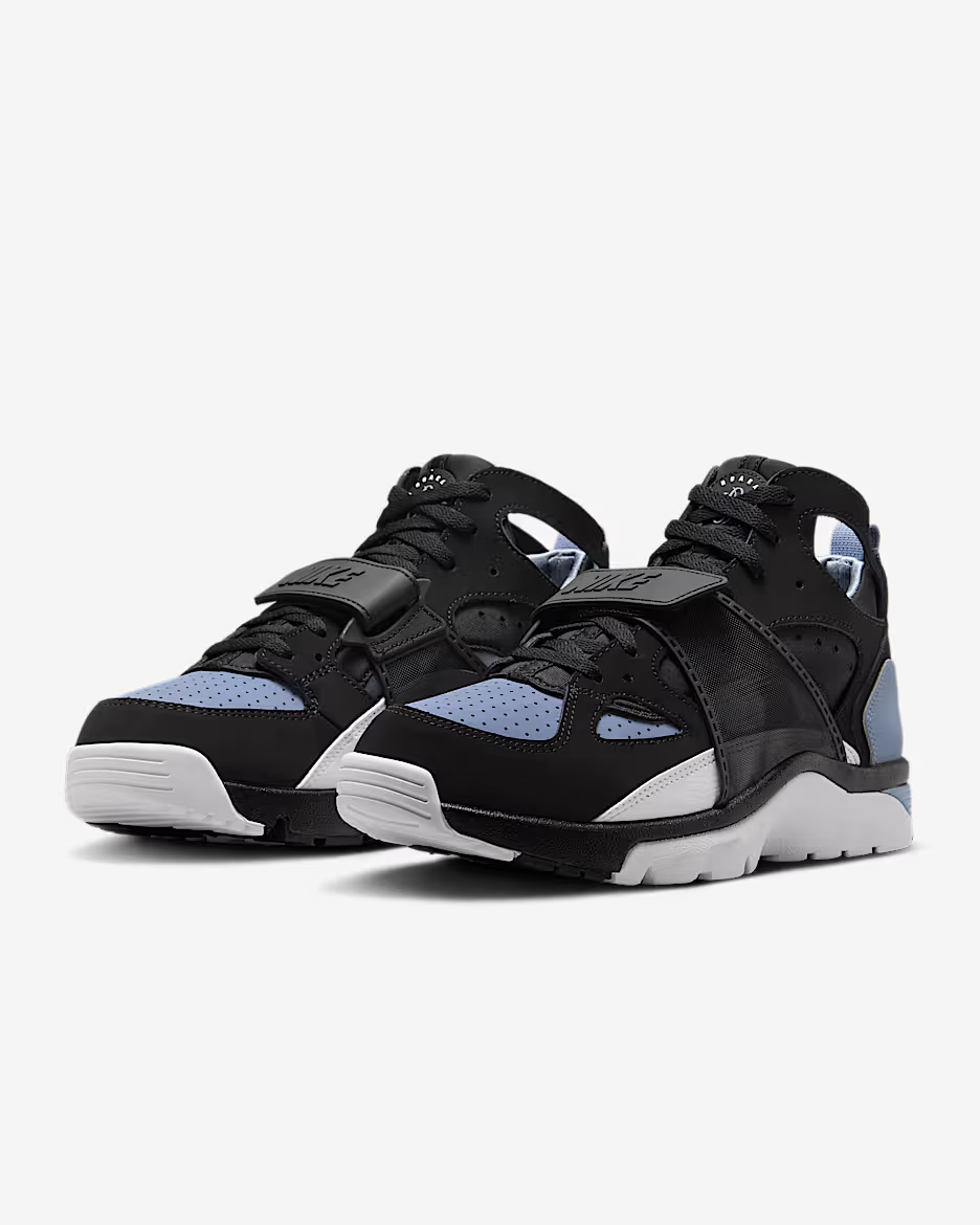 huaraches blue black and white