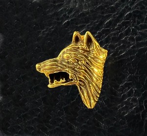 Authentic Wolf Head 24K Gold Plated Metal Lapel Pin