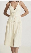 Reiss Vita Dress pale yellowV-Neck Button-Front Belted Midi Dress Size 10