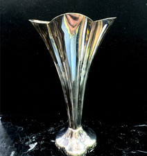 Vintage Retro Silver Plated Fluted Trumpet Floral Flower Bud Vase