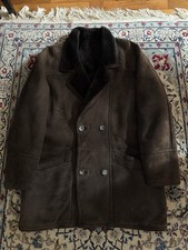 Vintage zweireihiger Mantel aus Velours-Lammfell Lammfelljacke Leder Größe 54 XL