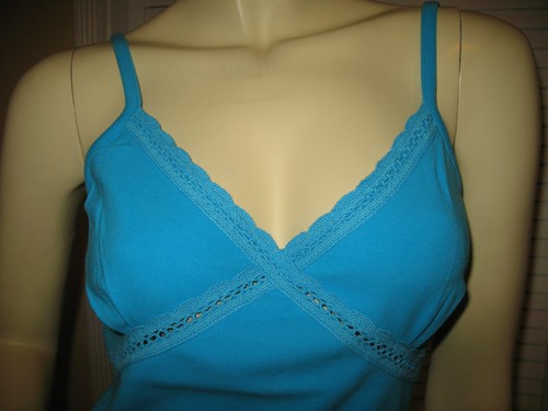 Neu Y2K 2000er Spitze Tank Top Cami/Camisole Spaghetti V-Ausschnitt blau Fee Chic Femme - Bild 6 von 7