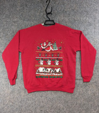 Vintage Hanes Her Way Christmas Sweatshirt Womens Medium Red Santa Mrs Clause