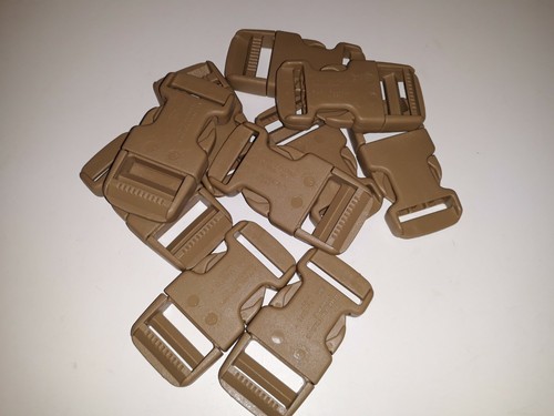 Lot of 10 National Molding 1" Side Release Side Squeeze Single Adjust Buckle TAN - Picture 2 of 10
