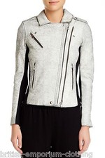 Iro Crackled Lamb Leather Ilaria Biker Moto Jacket Coat Uk6 It38 Fr36 Brand New
