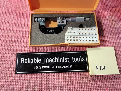 Mitutoyo 226-137 0-1” .001 Interchangeable Anvil Outside threads Micrometer p751