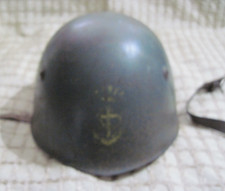 WWII Italian  Original Royal  Navy Helmet With Original Liner Anchor Stencil
