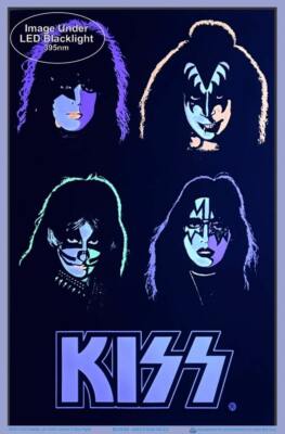 KISS キッスWALL SCULPTURE 直筆サイン入り　壁掛　4つセット KISS Four Faces Blacklight Poster 23.5