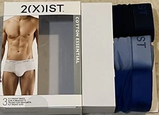 2XIST Essential Cotton Fly-Front Briefs 3 pack - Size 36, blues
