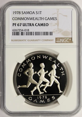 1978 Samoa Silver 1 Tala Commonwealth Games NGC PF67UCAM