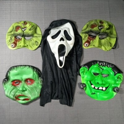 Vtg 90s Kids Ghost Frankenstein Halloween Mask Rubber Latex Vinyl