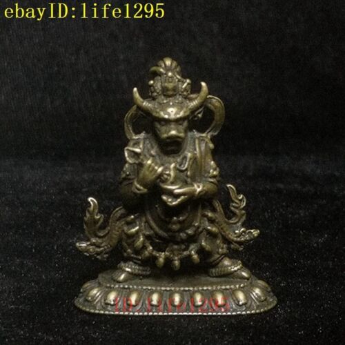 Pendentif amulette sculpture en bronze Tibet chinois Vajra Vajra garde la statue de Bouddha - Photo 1 sur 7