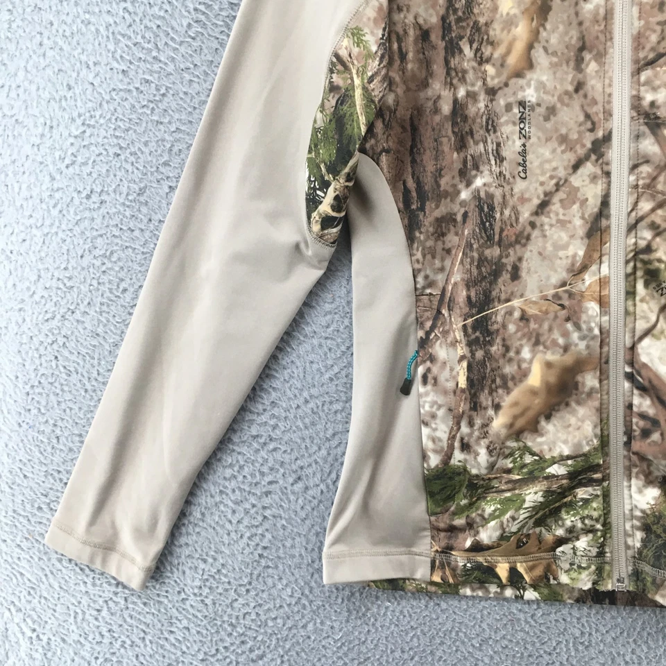 Sudadera Cabelas Manga Raglán Cremallera Completa Mujer S Beige Camuflada Bolsillos Cuello Simulado Foto 3 de 4