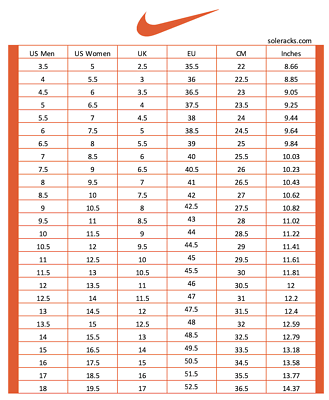 nike air force 1 conversion chart