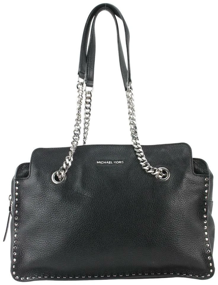 Michael Kors Studded Black Leather Chain Tote 1Mk1101 eBay