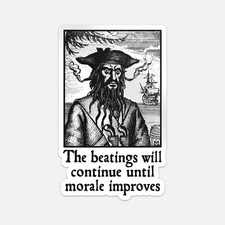 The Beatings Will Continue Until Morale Improves Sticker Vinyl Car Bumper Decal