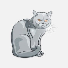Cat Angry Cartoon Vinyl Sticker Decal