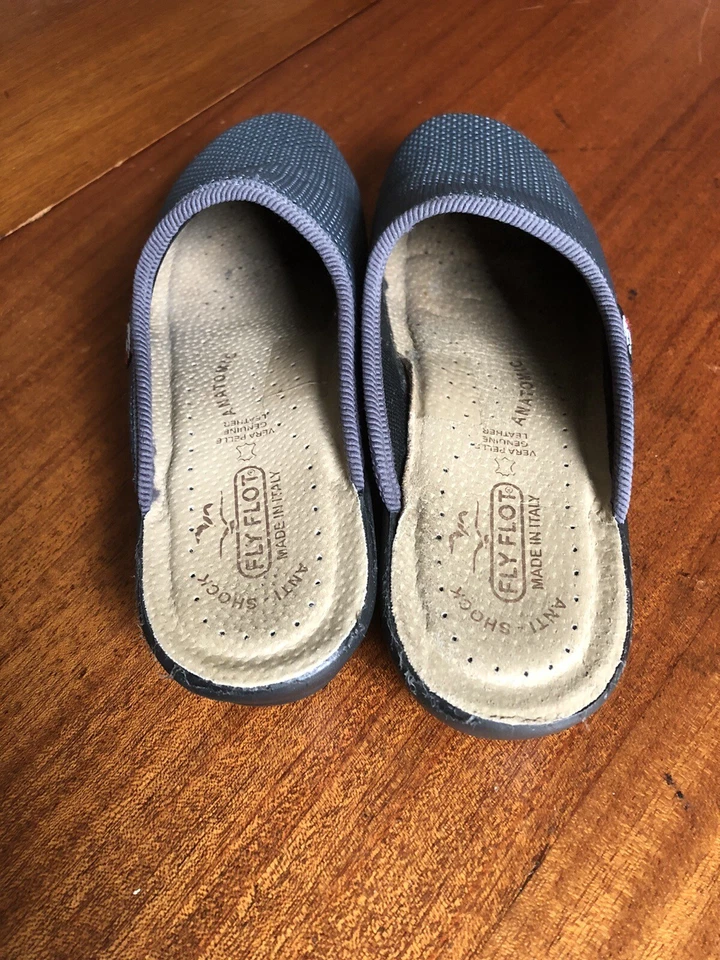 Flyflot Talla US 8.5 Azul Malla Mules Zuecos Cuero Anatómico Anti Golpes Comodidad Foto 3 de 4