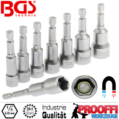 Magnet Stecknuss Steckschlüssel Satz 8-tlg Für Akkuschrauber 6mm - 13mm BGS 2758