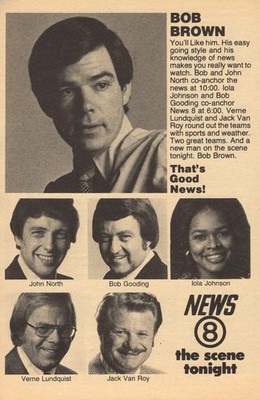 WFAA TV NEWS AD/LOLA JOHNSON/VERNE LUNDQUIST/JOHN NORTH/JACK VAN ROY/BOB BROWN