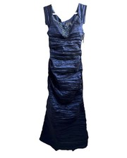 Alex Evenings Dress Size 8 Midnight Blue Formal Gown Long Prom Beaded Ruched NWT