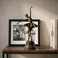 Premium Bronzefigur TäNzerin, Patiniert, Auf Steinsockel, H.33 Cm