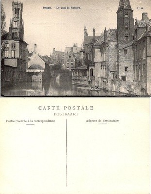 Bruges Le Quai du Rosaire Vintage Postcard Belgium Carte Postale Unposted BW