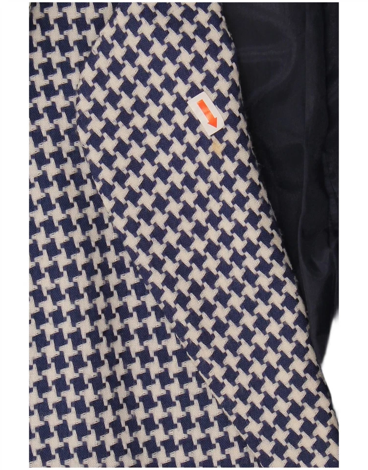 NORTON MCNAUGHTON Womens Crop Blazer Jacket UK 14 Medium Blue Houndstooth CE16 - Image 3 of 4