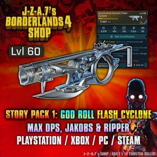 Borderlands 4✨ FLASH CYCLONE SMG LEVEL 60 DLC GOD ROLL BL4 GEAR ✅PC-PS-XBOX✨