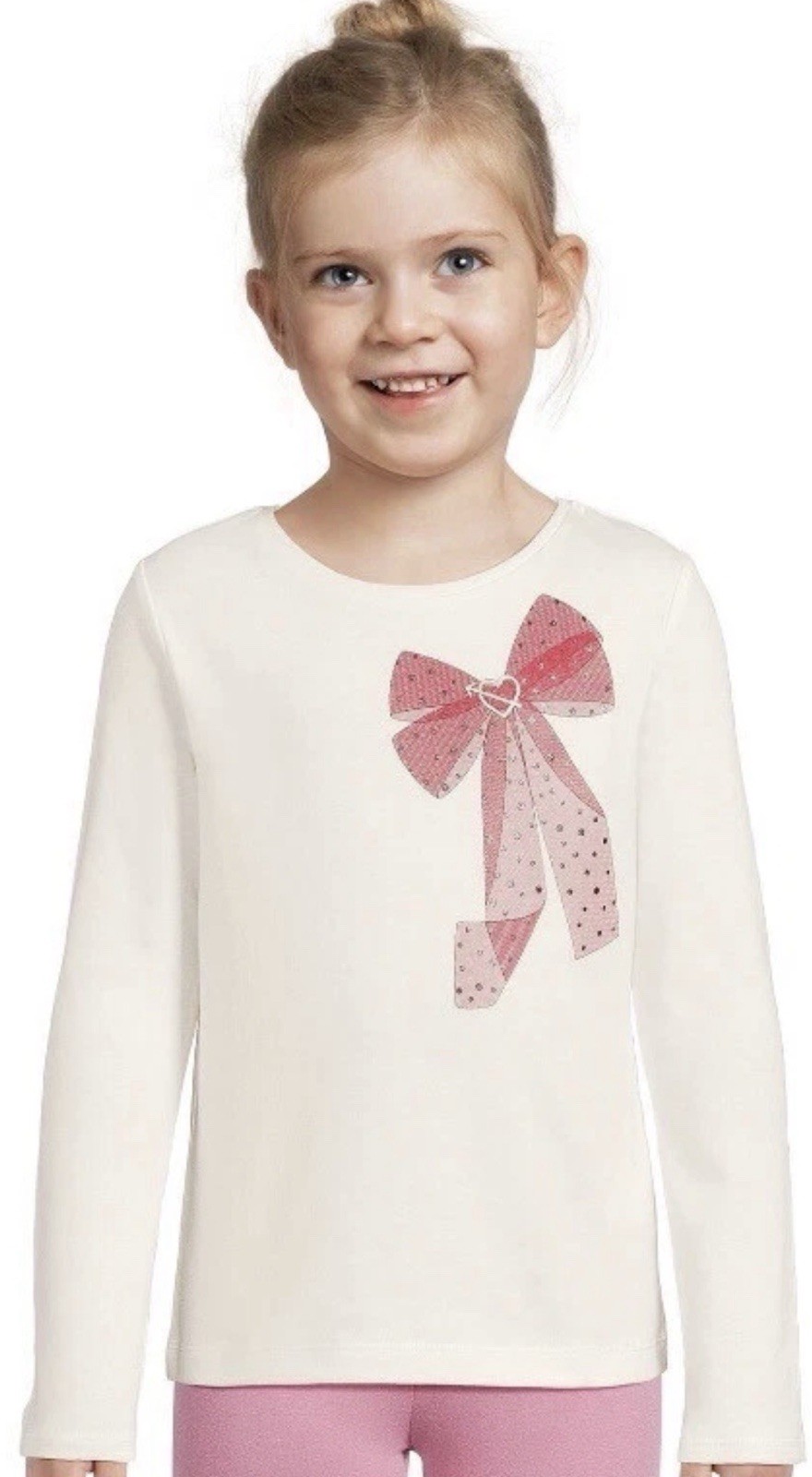 365 Kids by Garanimals Youth Ivory Long Sleeve Graphic T-Shirt Size 5 NWT