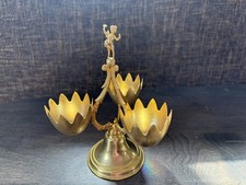 Vintage Italian Brass Egg Cup Holder Display Set with Cherub Figural