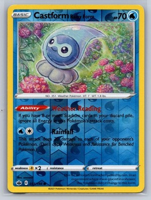 Castform Rainy Form 033/198 Common Chilling Reign Pokemon Reverse Holo Near Mint