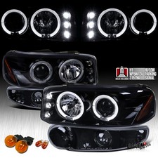 Smoke Fit 1999-2006 Gmc Sierra Yukon Led Halo Projector Headlightsbumper Lamps Smoke Fit 1999-2006 Gmc Sierra Yukon Led Halo Projector Headlightsbumper Lamps