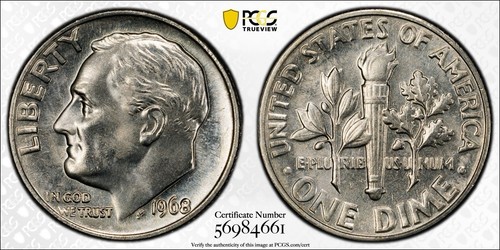 1968 Roosevelt Dime PCGS MS64 DDO FS-101 Variety Coin 10C Gold Shield Secure