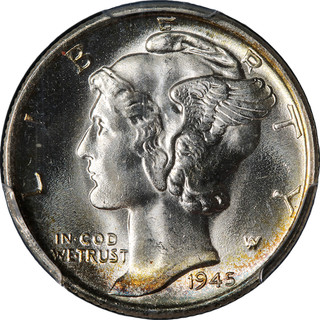 1945 S Mercury Dime PCGS MS65 FB Superb Eye Appeal Strong Strike