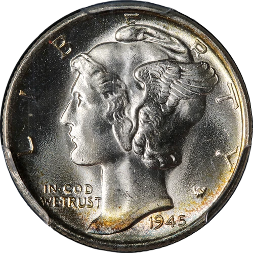 1945-S Mercury Dime PCGS MS65+ FB Superb Eye Appeal Strong Strike