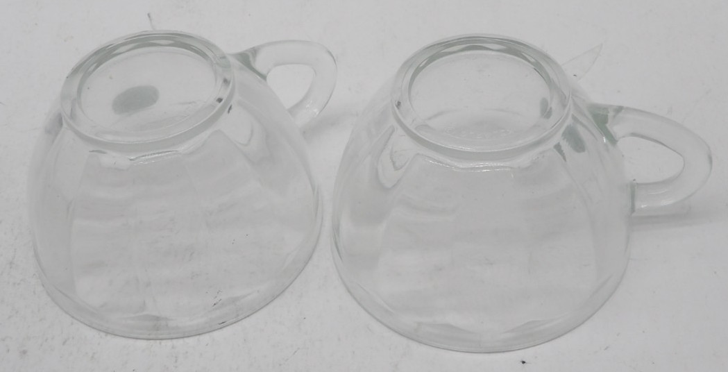 Set of 2 Vintage Duralex France Ribbed Clear Glass Cups