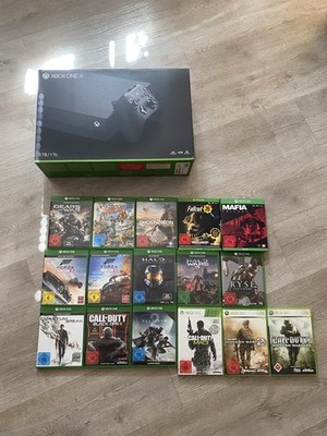 Microsoft Xbox One X Konsole 1TB Kabel und Controller in OVP mit Spielen 