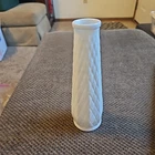 Vintage Milk Glass Bud Vase Single Brody Diamond Pattern USA 8.75 “