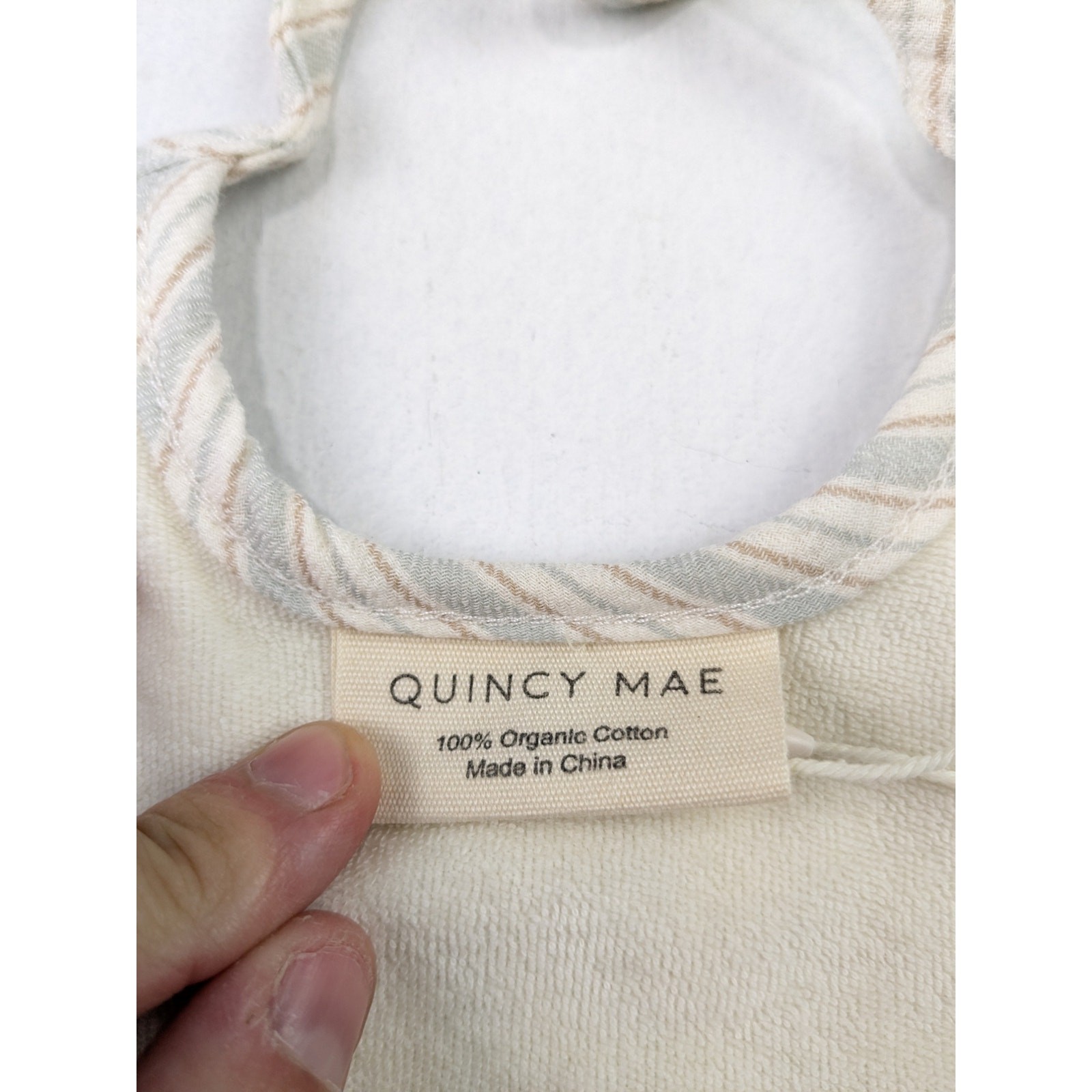 Quincy Mae Light Blue/Cream Striped Bib - One Size